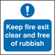 Keep fire exit clear and free of rubbish sign