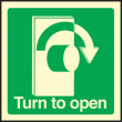 Turn to open right sign