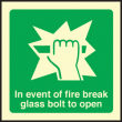 Break glass bolt to open sign