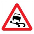 Slippery road surface sign