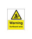 Warning surfboard area sign