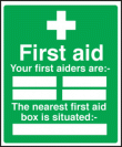 First aiders/nearest box sign