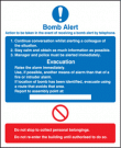 Bomb alert action sign