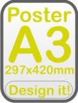 Custom Printed Poster A3 size 297mm x 420mm