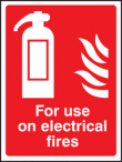 For use on electrical fires sign