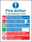 Multi lingual fire action manual lift sign