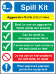 Spill kit aggressive fluids sign