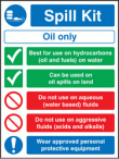 Spill kit oil type only sign