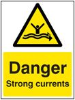 Danger strong currents sign