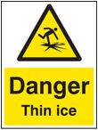 Danger thin ice sign