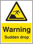 Warning sudden drop sign