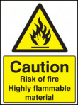 Caution risk of fire highly Flammable sign