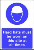 Hard hats must be worn on site all time sign