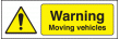 Warning moving vehicles sign