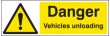 Danger vehicles unloading sign