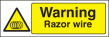 Warning razor wire sign