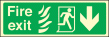 Fire exit arrow down HTM sign