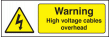 Warning high voltage cables overhead sign