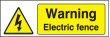 Warning electric fence sign