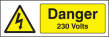 Danger 230 volts sign