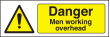 Danger men working overhead sign