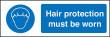 Hair protection must be worn sign