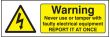 Warning never use or tamper with faulty electrical equipmentment sign