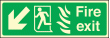 Fire exit arrow down left HTM sign