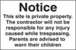 Notice this site is private property sign