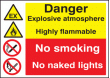 Explosive atmosphere highly Flammable sign