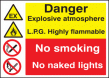 Explosive atmosphere log highly Flammable sign