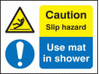 Use mat in shower sign