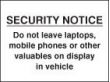 Security notice do not leave laptops sign