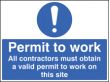 Permit to work sign