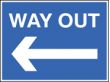 Way out left sign