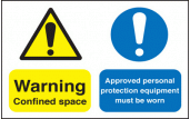 Warning confined space/ PPE must be worn sign