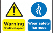 Warning confined space/ wear harness sign