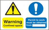 Warning confined space/permit to work sign