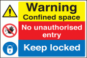 Warning confined space/keep locked sign