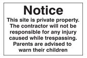 Notice this site is private property sign