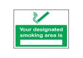 Your designated smoking area is sign