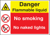 Flammable liquid/no smoking/naked lights sign