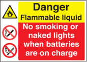 Highly Flammable/batteries on charge sign