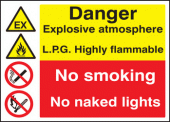 Explosive atmosphere log highly Flammable sign