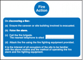 Fire action caravan sign