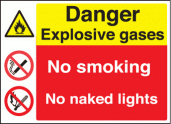 Explosive gasses/no smoking/naked lights sign