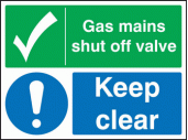 Gas mains shut off valve keep clear sign