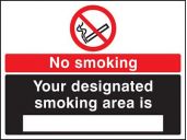 No smoking designated area sign