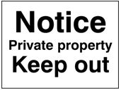 Notice private property keep out sign