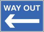 Way out left sign